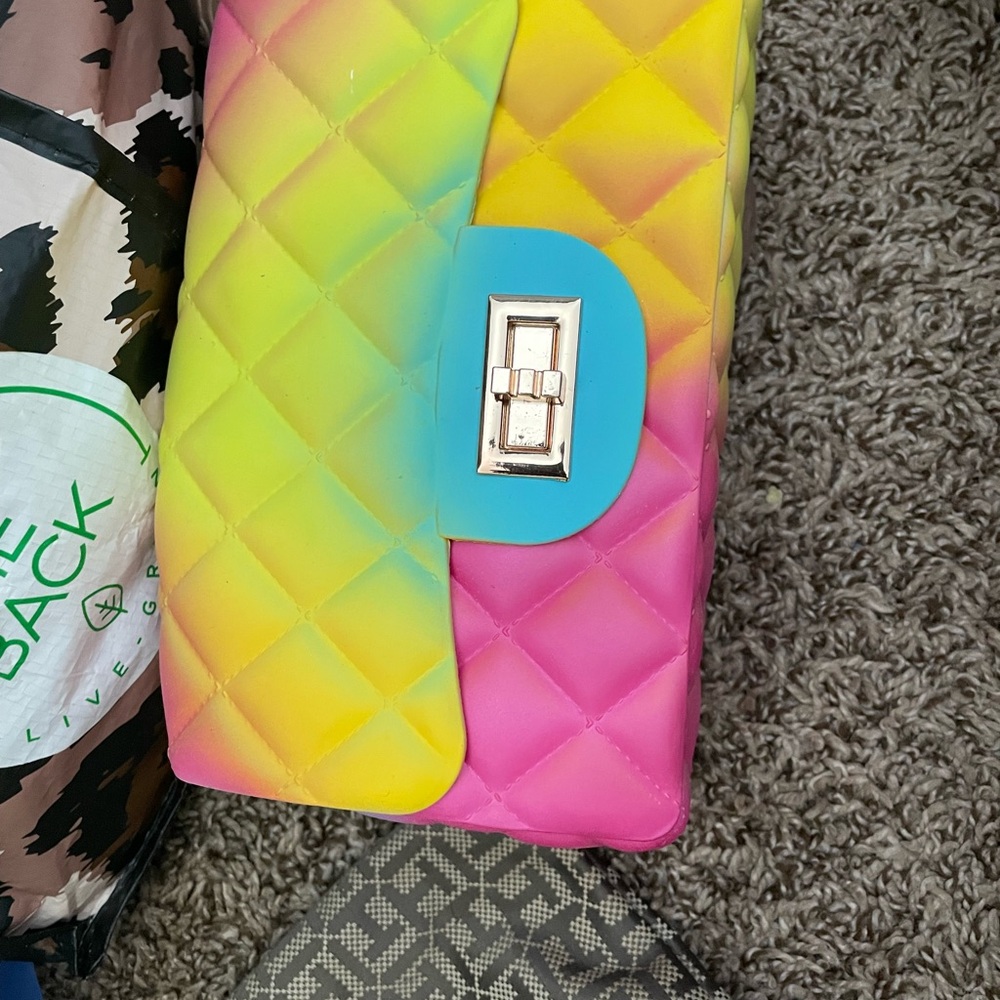 Colorful Quilted Women's Bag silicone with mini purse
